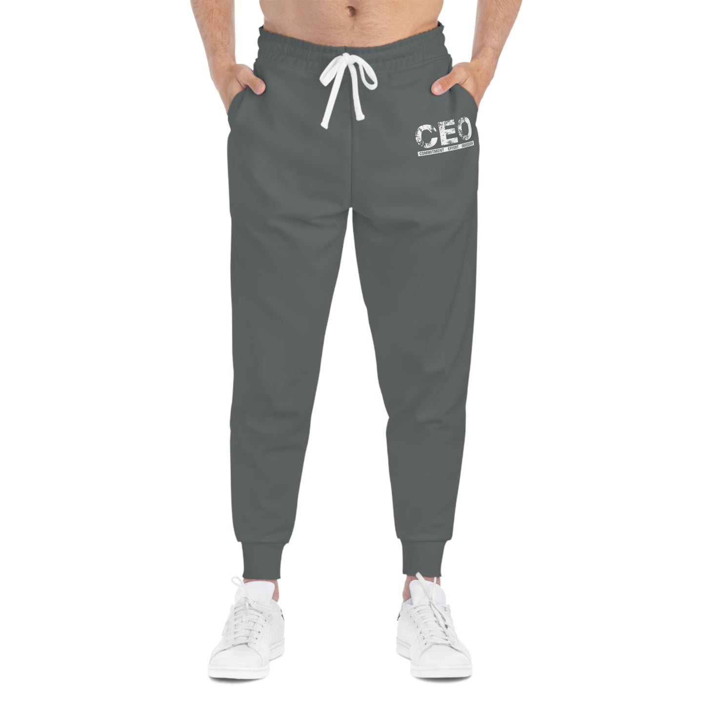 CEO Logo Athletic Joggers — Men's Casual Gray Sweatpants