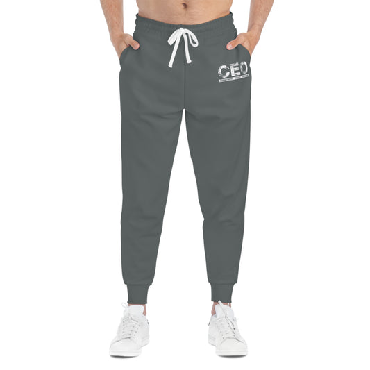 CEO Logo Athletic Joggers — Men's Casual Gray Sweatpants