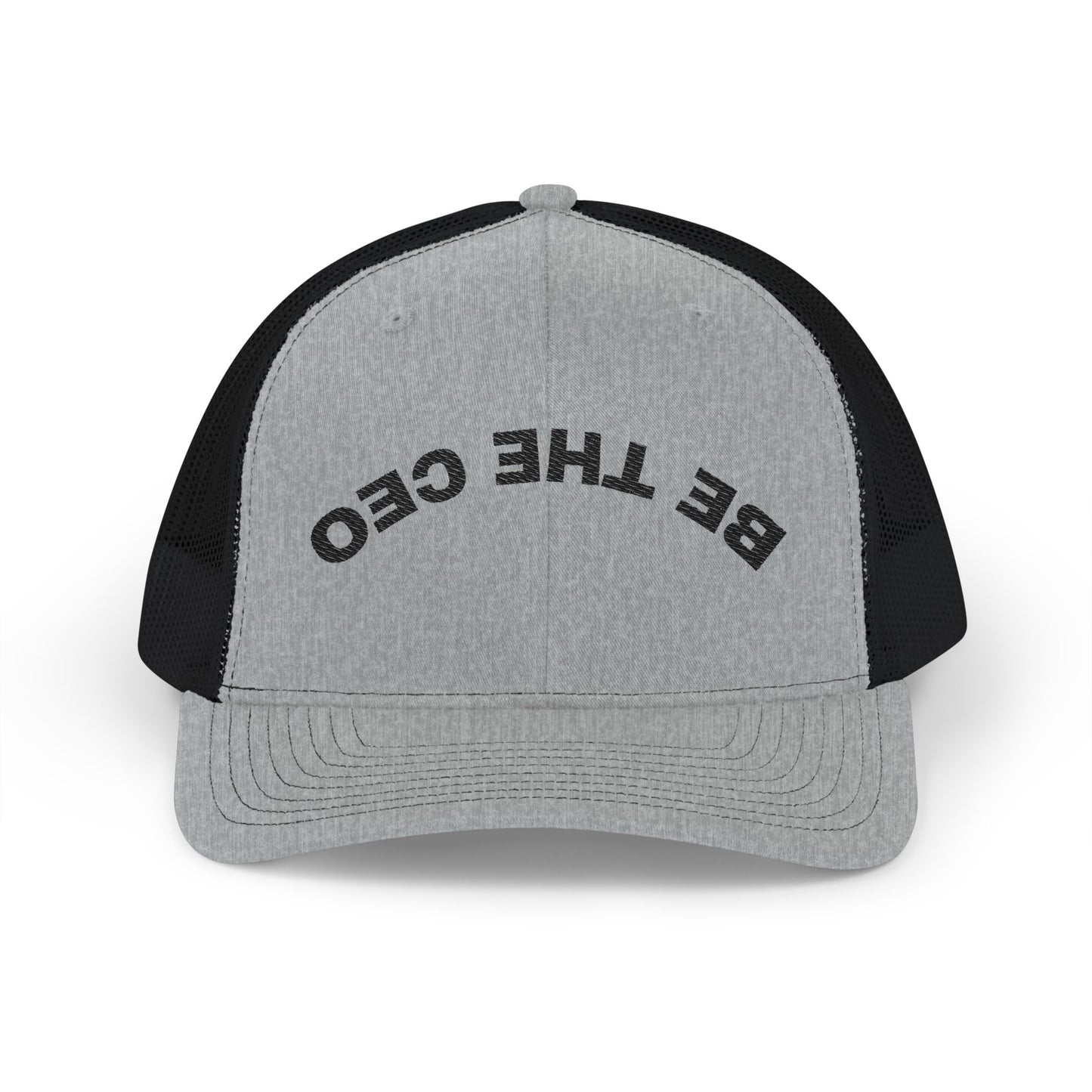 Embroidered 'BE THE CEO' Snapback Trucker Cap — Bold Mesh Back Hat for Entrepreneurs & Leaders